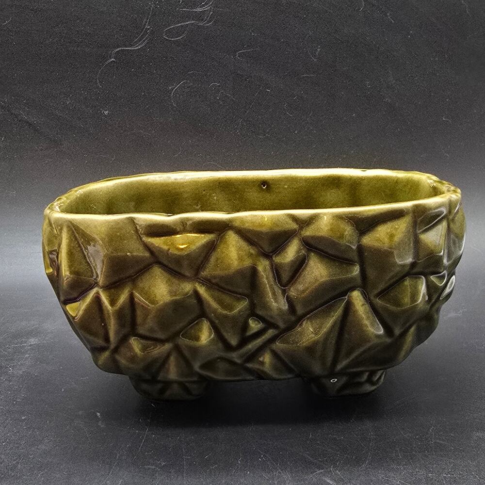 McCoy Green Pebble Geometric Rectangle Planter Vintage‎ USA Pottery #2